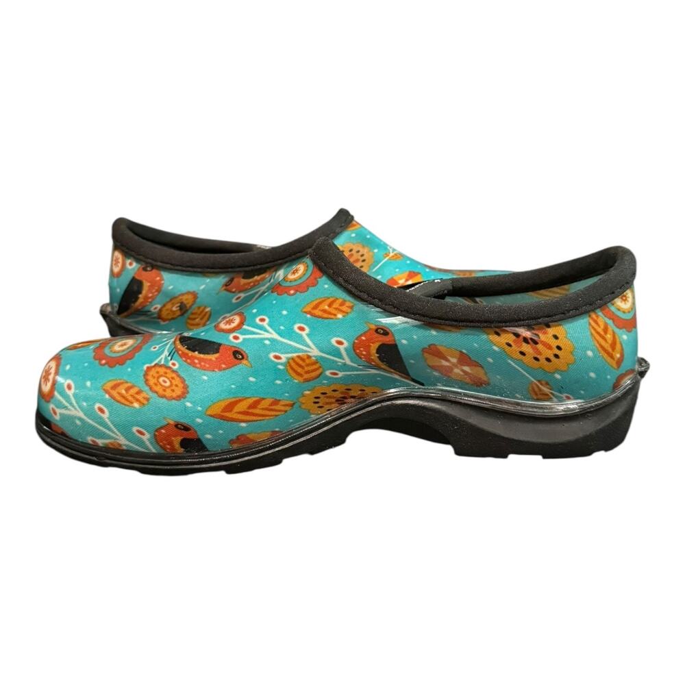 Sloggers Women's Size 10 Garden Rain Rubber Shoes Turquoise Bird Floral - Picture 7 of 9